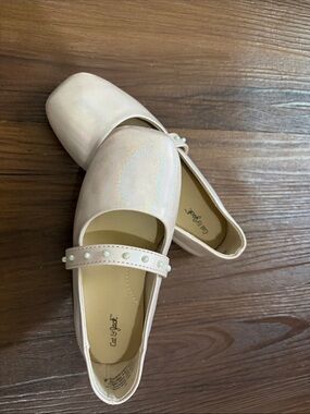 Cat & Jack Iridescent Pearl-Strap Mary Jane Flats - Pale Pink